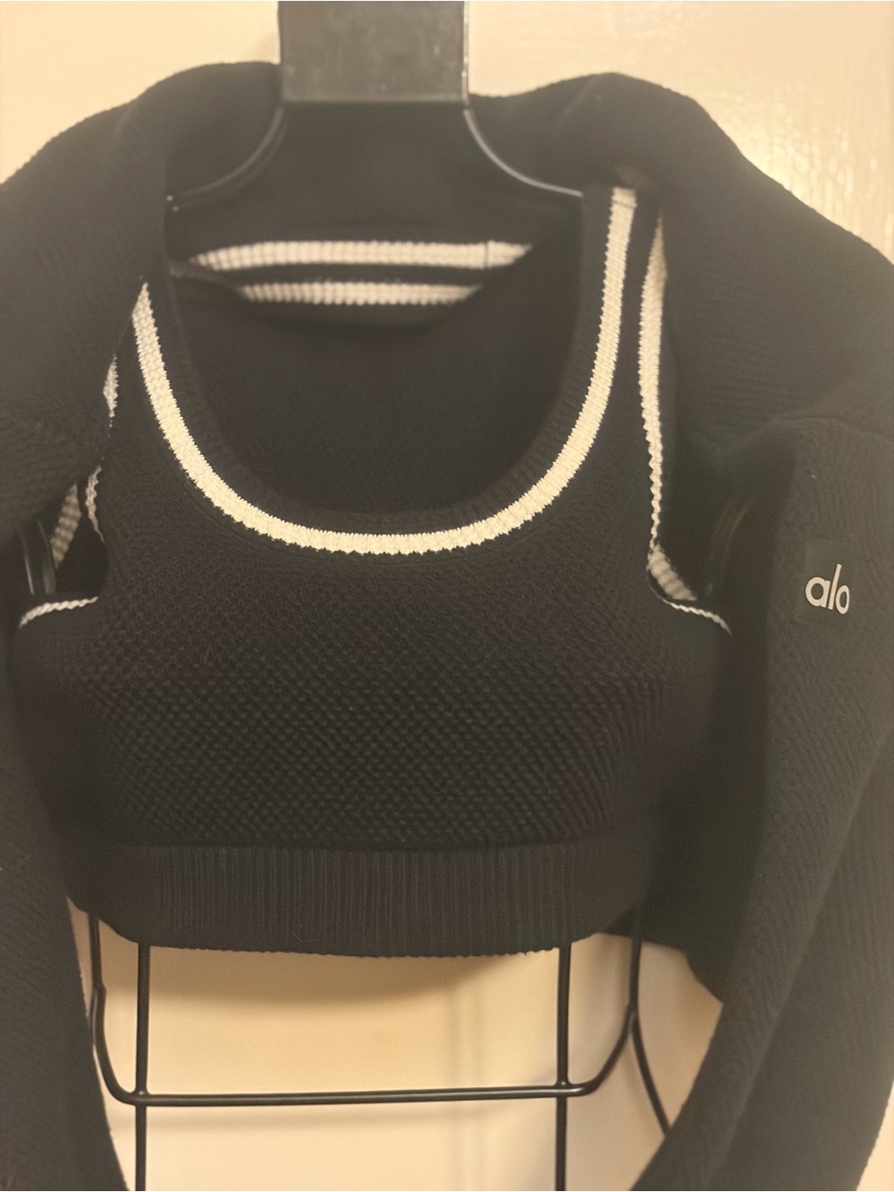 ALO Yoga Tennis club knit black and white set (top, skirt, pullover sweater ) - Picture 12 of 16